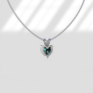 Elvora Gems Solitaire Pendant 1CT 4CT Heart Cyan Blue Moissanite Rhodium Plated 18K Gold IGI Certified Wedding Bunny Ear Bale - Product Image 4