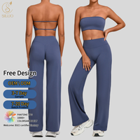Ensemble de yoga pour femmes avec soutien-gorge de sport en tube doux comme du beurre personnalisé, pantalon à jambe droite, pantalon qui remonte les fesses, vêtements de sport respirants, leggings
