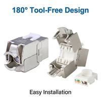 180 °   Module réseau RJ45 Keystone Cat6 FTP blindé sans outil, compatible Fluke Pass pour système de câblage