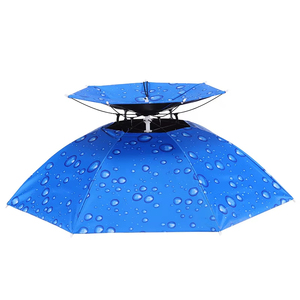 Chapeau parapluie pliable portable à porter sur la tête, idéal pour le camping, la pêche, la plage - Product Image 2