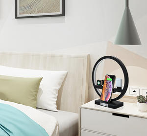 Estación de energía de carga rápida, <span class=keywords><strong>cargador</strong></span> inalámbrico para iPhone 13 11 12, reloj para AirPods Pro, con lámpara LED de escritorio - Product Image 3