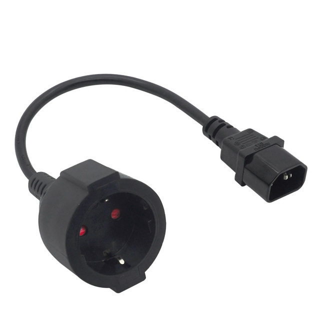 UPS PDU Power Extension Cord IEC 320 C14 Male To Schuko European Female Adapter Cable 30cm, 50cm