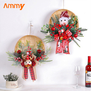 AM-FDAA28 Ammy Fournitures <span class=keywords><strong>de</strong></span> décoration <span class=keywords><strong>de</strong></span> Noël Paniers Couronnes <span class=keywords><strong>de</strong></span> Noël Cross Borders Cute Decorated Wreath by Santa Claus - Product Image 2