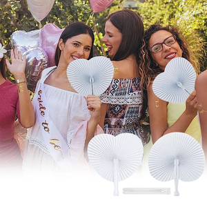 10 pièces blanc pliant ventilateur coeur forme circulaire blanc papier ventilateurs à main mariage extérieur rassemblements fête <span class=keywords><strong>anniversaire</strong></span> mariage décor - Product Image 4