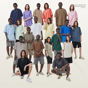 Bán Buôn Cộng Với Kích Thước Của Nam Giới 230G Đôi Sợi Cotton Ngắn Tay Lỏng T-Shirt Màu Rắn Quá Khổ Sương Mù Thiết Kế - Product Image 1