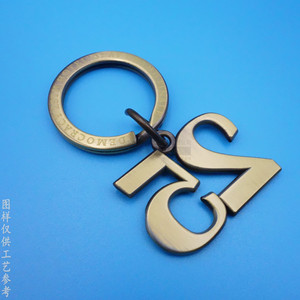 <b>Custom</b> Metal Keychain 25 Number Bronze Vintage Style Hard Wearing <b>Key</b> <b>Ring</b> Pendant Business Gift - Product Image 3