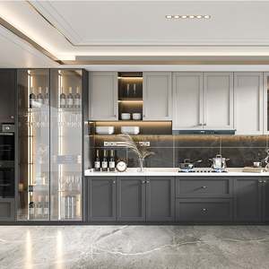 SANTOPOVA Apartment Project Quartz MDF Stylish Handle-less Kitchen <b>Cabinets</b> - Product Image 1