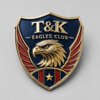 Badge personnalisé écologique 3D métallique multi-formes en forme de bouclier avec lettres anglaises, imprimé thermocollant pour uniforme de club, veste, chapeau, sac