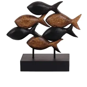 בעבודת יד מעץ דקורטיבי מזל דגים על בסיס לסלון הנמכר ביותר מודרני בית חווה דקור
