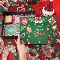 Boîtes cadeaux de Noël vertes avec couvercles, grandes boîtes cadeaux vides, coffret cadeau pliable de luxe en carton pour Noël