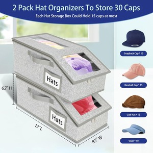 <b>Hat</b> Storage Box Large Capacity Foldable With Lid Dustproof Zipper Organizer For Baseball Caps Clothes <b>Boxes</b> - Product Image 3
