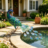 Ornement de paon en fer forgé, statue de paon en métal personnalisable pour la cour, la pelouse, la véranda, le jardin
