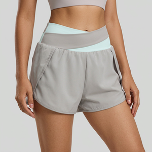Shorts Deportivos de Cintura Alta para Mujer, 2 Capas, Spandex/Nylon, Transpirables, de Secado Rápido, con Bolsillo Lateral, Forro Interior Anti-rozaduras, para Yoga y Jogging - Product Image 1