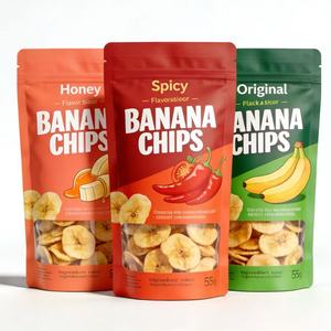Sachet refermable personnalisé pour chips de banane, emballage stand-up avec fermeture éclair, sac en plastique pour chips de fruits - Product Image 1