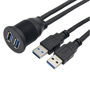 สายต่อขยาย USB 3.0 แบบสองพอร์ต ชาย-หญิง สำหรับรถยนต์ เรือ มอเตอร์ไซค์ แผงหน้าปัด กันน้ำ สายส่งข้อมูล - Product Image 4
