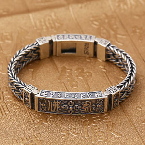 Bijoux en argent Sterling 925 bouddha pour hommes, nouveau bracelet thaïlandais rétro, Vajra tissé à la main, accessoire avec six mots - Product Image 4