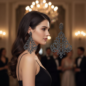 Pendientes de araña de moda negra para mujer, joyería de plata de ley 925 hecha a mano turca - Product Image 3