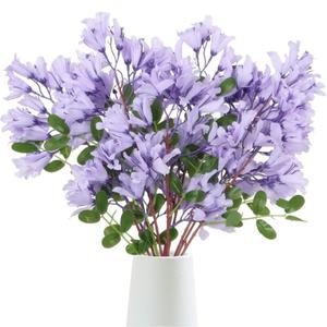 Flor de <span class=keywords><strong>Jacaranda</strong></span> Artificial, jarrón alto de tallo largo, arreglos de <span class=keywords><strong>flores</strong></span> de seda de primavera púrpura, decoración de jarrón de mesa de oficina para fiesta en casa - Product Image 1