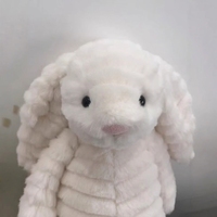 Jellcatt UK Lapin en peluche blanc texturé ondulé à oreilles souples, jouet doux et rembourré, cadeau de Noël et de Thanksgiving pour enfants
