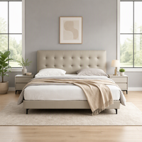 Lit King Size Moderne Italien en Cuir Véritable avec Revêtement en Mousse Haute Densité à Bulles, Cadre en Bois – Vente en Gros