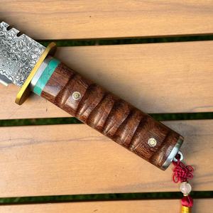 มีดพับ Watchmen HK Damascus Steel คุณภาพสูง ด้ามไม้ DIY ใบมีดคงที่ ปรับแต่งได้ตามต้องการ OEM สำหรับแคมป์ปิ้ง รับประกัน 1 ปี - Product Image 5