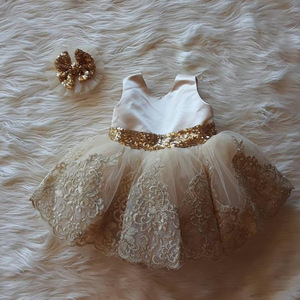 Ivy10493A Spanish Flowers Girls Princess Dress High Quality Girls Baby Sequin <b>Big</b> <b>Bow</b> Birthday Party Dress Design - Product Image 2