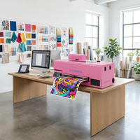 Colorsun Nouveautés Personnaliser Imprimante DTF rose XP600 Imprimante DTF automatique rose Machine d'impression DTF pour vêtements
