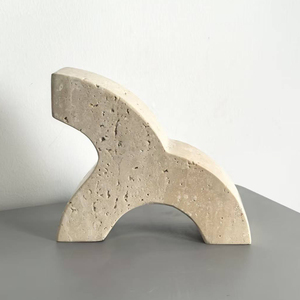 1 pz. Fermalibri in Travertino Artigianale Telazzo Moderno Art Déco con Forma Irregolare per Compleanni, Arredamento Casa e Hotel - Product Image 4