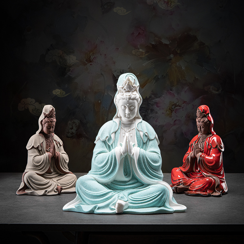 Креативная Новая китайская дзен керамическая статуя Bodhisattva Guanyin для молитв и дома, для гостиной, орнамент в художественном стиле
