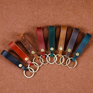 Luxus Leder Schlüssel bund mit <span class=keywords><strong>strap</strong></span> azier fähigem Metallring - Product Image 2