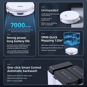 Aspirateurs robots avec serpillière autonettoyante, aspiration puissante de 15000 Pa, vidage automatique, lavage à l'eau chaude, brosses latérales extensibles - Product Image 2