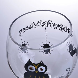 Hand Painted Bat and <strong>Owl</strong> Glass <strong>Candle</strong> <strong>Holder</strong> with Bead for Hallows' Day - Product Image 3