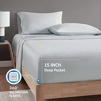 Parure de lit de luxe rafraîchissante et respirante en bambou 100% naturel, drap de lit 300TC, écologique, poches extra profondes, taille Queen