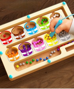 Juguetes Educativos de Madera de Alta Calidad para Niños: Cubo de Pintura con Números, Lápiz de Clasificación de Colores, Cuentas Móviles y Helado de Colores Cambiantes - Product Image 2