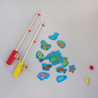 Tongkat pancing magnetik mainan kayu untuk anak-anak, produk Olahraga & Hiburan