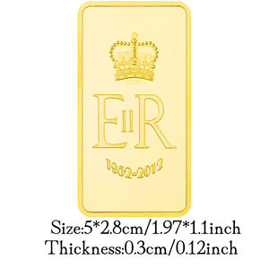 英国伊丽莎白二世女王纪念品礼品金条收藏镀金纪念币 - Product Image 3