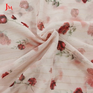 <span class=keywords><strong>Tela</strong></span> de Chifón Estampada Metálica Plateada Floral 100% Poliéster de Alta Calidad JM para Vestidos de Moda - Product Image 2