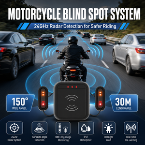 Sistem Blind Spot Sepeda Motor Sensor Radar 24GHz Tahan Air IP67 Peringatan LED 150 °   Kit Jangkauan Jauh Sudut Lebar 30M - Product Image 5