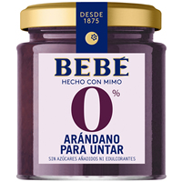 Pâte à tartiner aux myrtilles BEBE 230G Sans sucre Sans gluten 65% de fruits Condiments réfrigérés Confiture Espagne Prêt à consommer