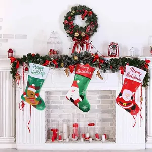 Giáng Sinh Vớ, 3Pcs 17 Inches Xmas Stocking Đồ Trang Trí Xmas Kẹo Biscuit Quà Tặng Vớ Túi Giáng Sinh Trang Trí