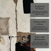 Peintures murales originales en acrylique, relief 3D, faites à la main, style Wabi-Sabi, abstraites, sur toile de coton épaisse, grand format encadré pour salon