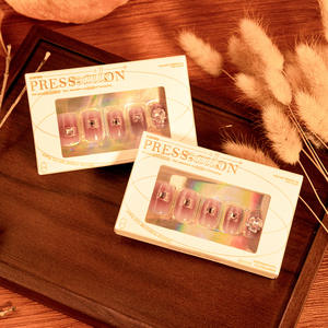 30 Pièces en Boîte, <span class=keywords><strong>Faux</strong></span> Ongles en Résine à Couverture Complète, Nail Art, Effet Blush, Amovibles, Prêts à Porter, Scintillants, Style Coupe Flashing - Product Image 4