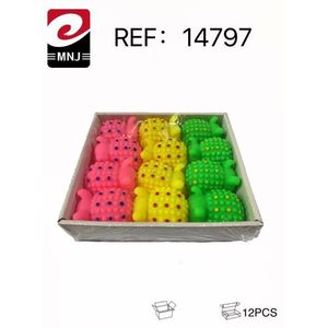 Giocattolo per cani Squeaky Spiky Pig, 12 pezzi, in plastica colorata, resistente, per sport e giochi - Product Image 2