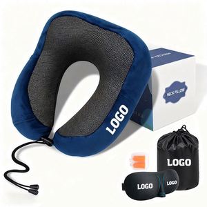 Xdh719 Nouveau coussin de voyage ergonomique en U de luxe 360 avec logo tissé, grand format, housse amovible - Product Image 1