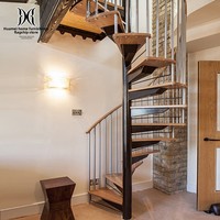Escalier en colimaçon rotatif Hua Die, double étage, style européen moderne et simple, en acier et bois, personnalisable, pour usage domestique