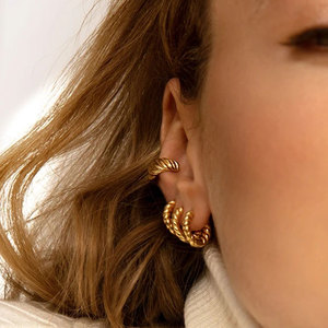 ROXI Fashion - Pendientes de Clip con Baño de Oro de 18K, Diseño Grueso y Trenzado, para Mujer - Product Image 6