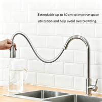 Robinet mélangeur de cuisine moderne avec douchette extractible, en acier inoxydable, idéal pour évier de cuisine domestique, vente en gros