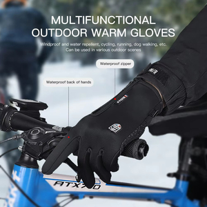 Gants de cyclisme d'automne et d'<span class=keywords><strong>hiver</strong></span> pour hommes et femmes-Gants tricotés chauds à écran tactile améliorés pour le temps froid, adaptés à la course - Product Image 2