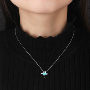 Hawaiian European American Style New Blue <strong>Opal</strong> Manta Ray Necklace Gold Plated Sweater Chain <strong>Pendant</strong> - Product Image 5