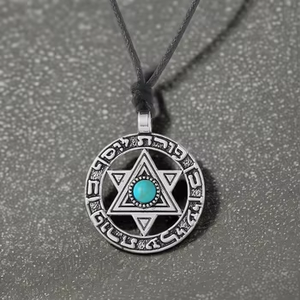 Talisman juif pour hommes et femmes, bijoux avec lettres hébraïques, cadeau, collier pendentif étoile de David vintage, œil d'<span class=keywords><strong>ange</strong></span>, œil du diable, turquoise - Product Image 4